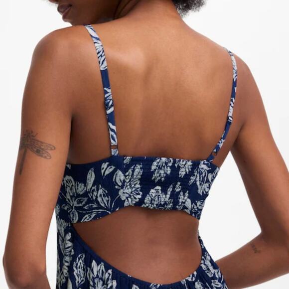 NEW Madewell Textured Slip Navy Floral Maxi Dress - Picture 5 of 15